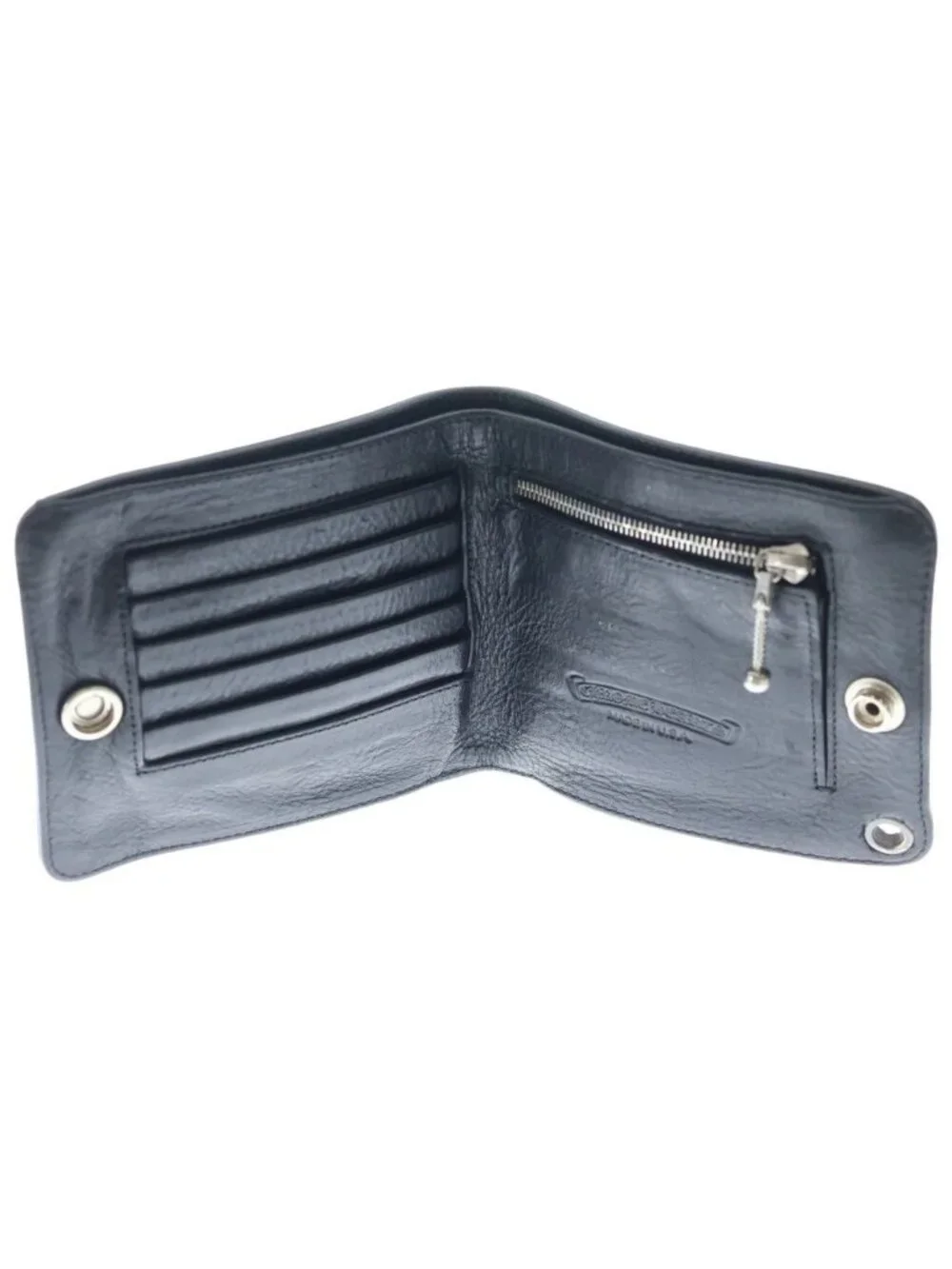 Chrome Hearts 1 Snap Cross Ball Button Leather Wallet Black